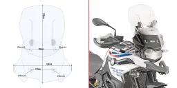 Parabrisas Airflow transparente, 470 x 490 mm